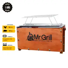MR GRILL - Caja China Madera Pino/ Acero Galvanizado 23X37 Cm