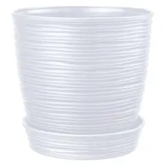 REYPLAST - Maceta de plástico Redonda Piedra Blanco 21x20x