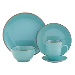 JUST HOME COLLECTION - Juego de vajilla Cerámica Turquesa 30 Piezas