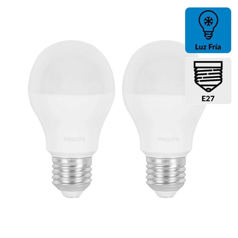 Pack x2 Foco LED Bulbo A60 E27 9W Luz Blanca