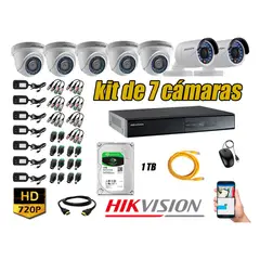 HIKVISION - Kit 7 C?maras de Seguridad HD 720p Disco 1TB Vigilancia + Kit de Herramientas