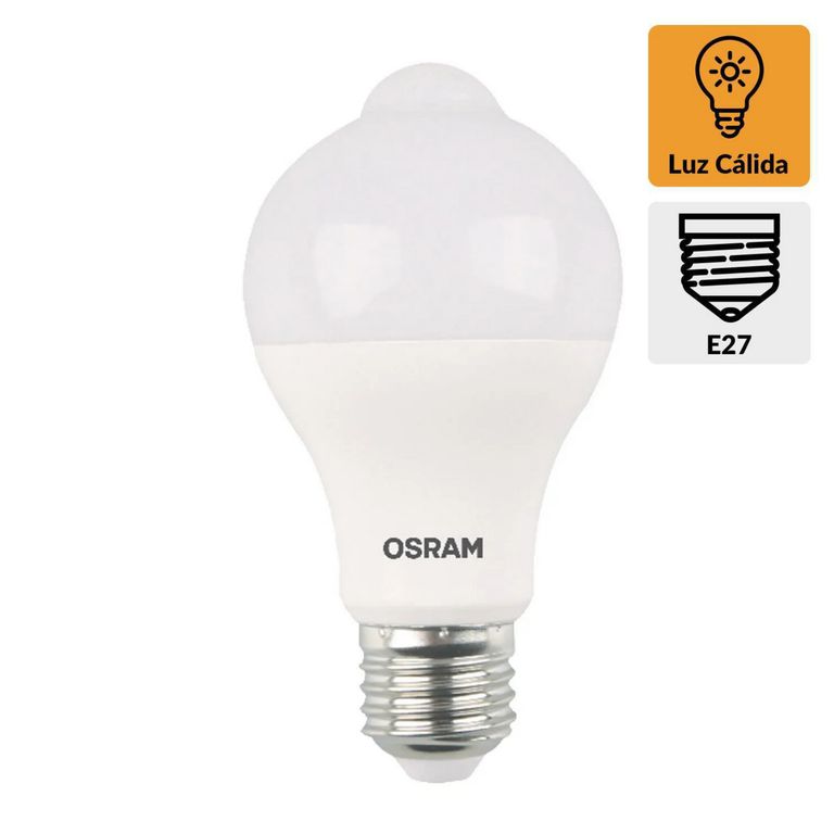Foco LED Sensor Mov 9w Luz Cálida