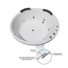 CUBA&SPA - Tina Hidromasaje Circular Majestad Ejecutiva 170cm Blanca.