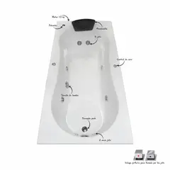 CUBA&SPA - Tina Hidromasaje Rectangular Dama Senso Ejecutiva 182x91cm Blanca
