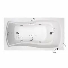 CUBA&SPA - Tina Hidromasaje Rectangular Akira Builder 166x90cm Blanca