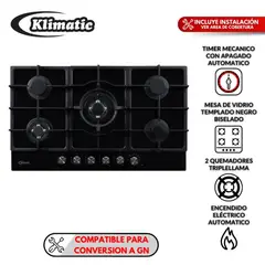 KLIMATIC - Cocina empotrable Gas Aosta 90 Pro X5 Quemadores