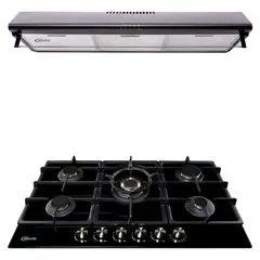 KLIMATIC - Combo Cocina Empotrable 5 Hornillas Trevi 90 + Campana Lineal 90cm CK901NE/M