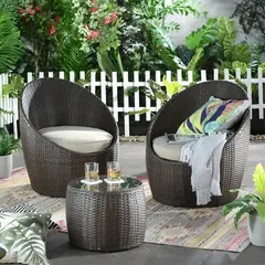 JUST HOME COLLECTION - Juego de Balcón 2 Personas Ratán Sorrento