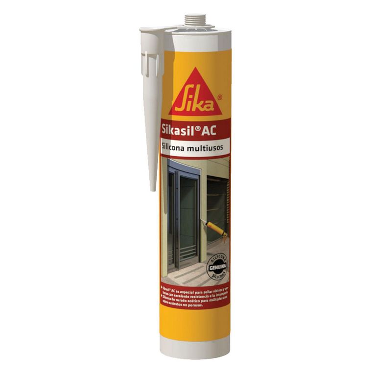 Silicona Acética Para Vidrios y Aluminio Sikasil AC Blanco 280ml