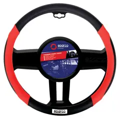 SPARCO - Funda Cubre Volante Para Auto Premium Negro y Rojo 38 cm