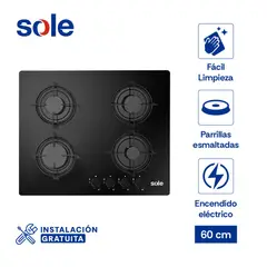 SOLE - Cocina empotrable Gas 3120SOLCO049 X4 Quemadores