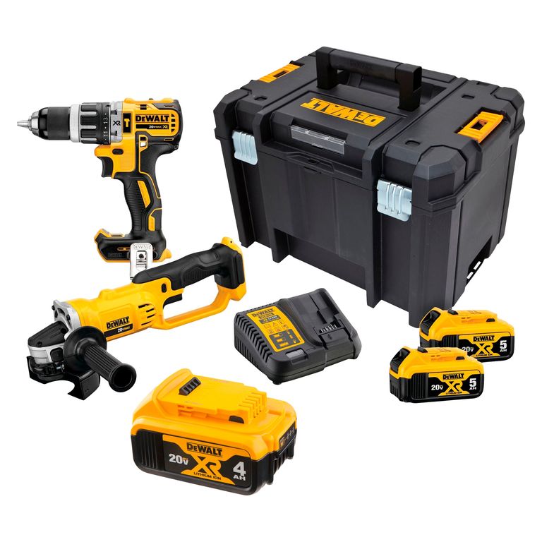 Taladro Percutor 1/2" + Esmeril 4-1/2" Inalámbricos DCK209P2T + Batería 4.0Ah 20V Max DCB204