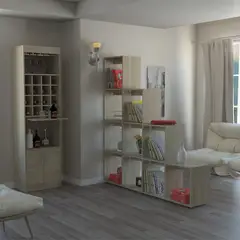 TUHOME - Combo Bar Cava Alto + Biblioteca Escalera