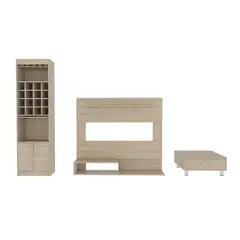 TUHOME - Combo Panel de TV 55" + Bar Cava + Mesa de Centro Beijing