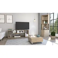 TUHOME - Combo Mesa de TV 40" Extensible + Bar Cava + Mesa de Centro Beijing
