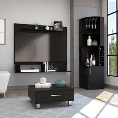 TUHOME - Combo Panel de TV 55" + Bar Alto Esquinero + Mesa de Centro Beijing