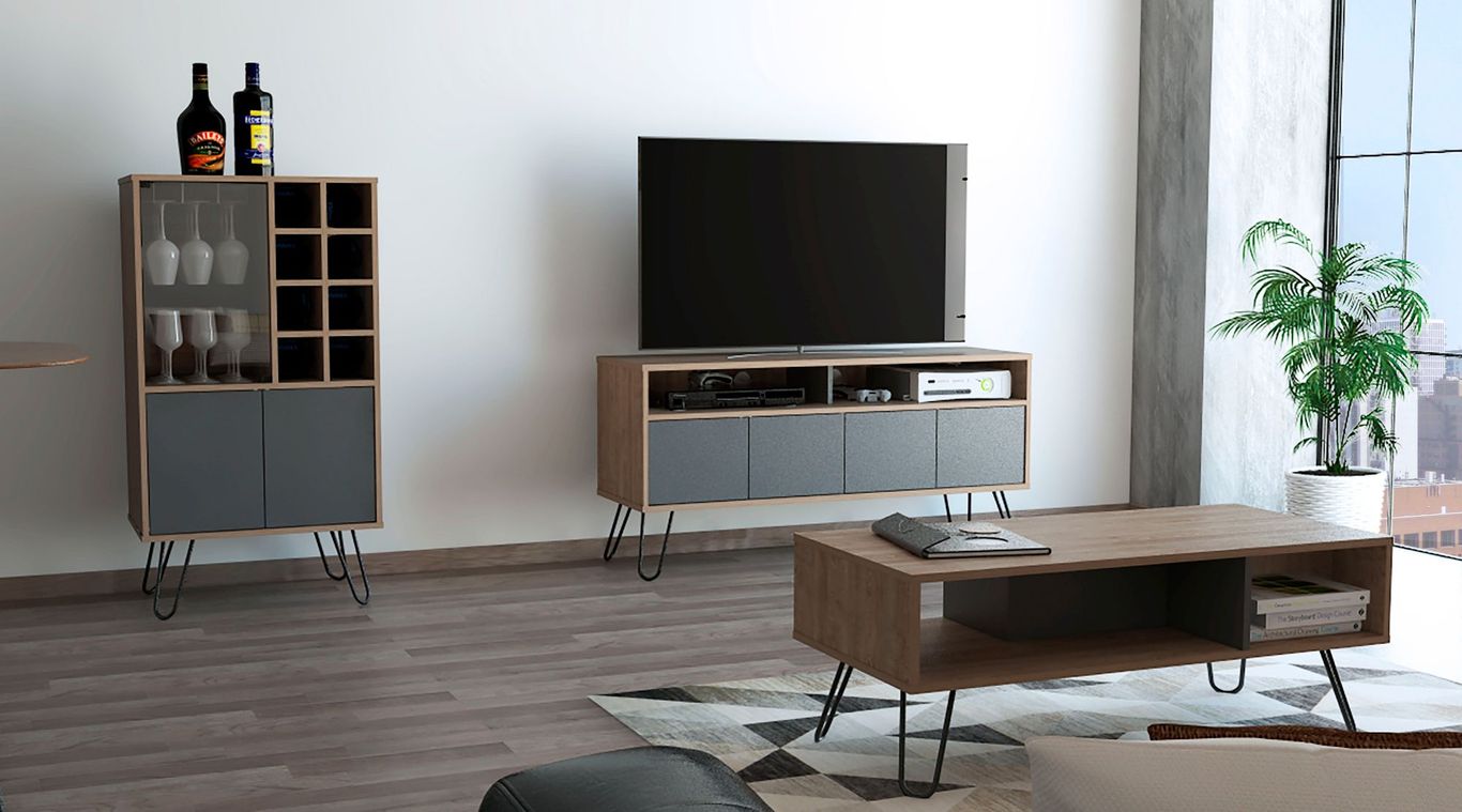 Combo Mesa de TV 55" + Bar Cava + Mesa de Centro Vassel