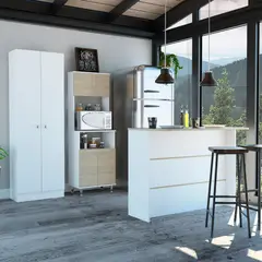 TUHOME - Combo Kitchen 44 Mueble Cocina 54 + Barra de Cocina + Optimizador Rovere/Blanco