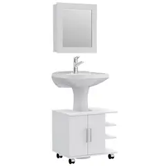 TUHOME - Combo Mueble de Baño Organizador Lavamanos + Botiquin Blanco