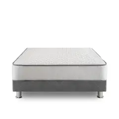 FORLI - Cama Americana Elegant 2 Plazas + Colchón + 2 Almohadas Silicona + Protector