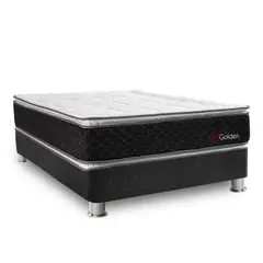 FORLI - Cama Americana Golden 2 Plazas + Colchón + 2 Almohadas + Protector