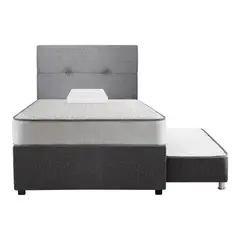 FORLI - Cama Diván Elegant 1.5 Plazas + Colchón + Cabecera + Almohada Silicona