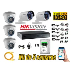 HIKVISION - Kit 5 Cámaras de Seguridad Full HD 1080p 2TB Vigilancia + Kit de Herramientas