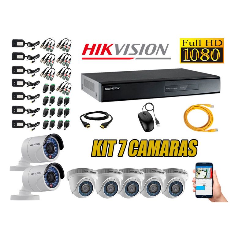 Kit 7 Cámaras de Seguridad Full HD 1080p P2P Vigilancia + Kit de Herramientas