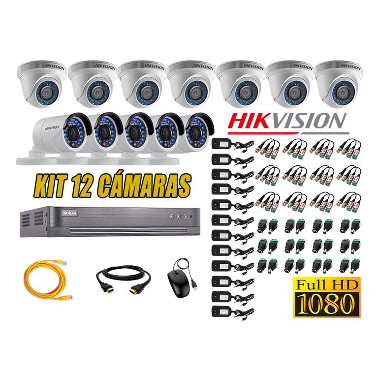 Kit 12 Cámaras de Seguridad FULL HD 1080p P2P Vigilancia + Kit de Herramientas