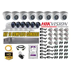 HIKVISION - Kit 14 Cámaras de Seguridad HD 720p 2TB Vigilancia + Kit de Herramientas Gratis