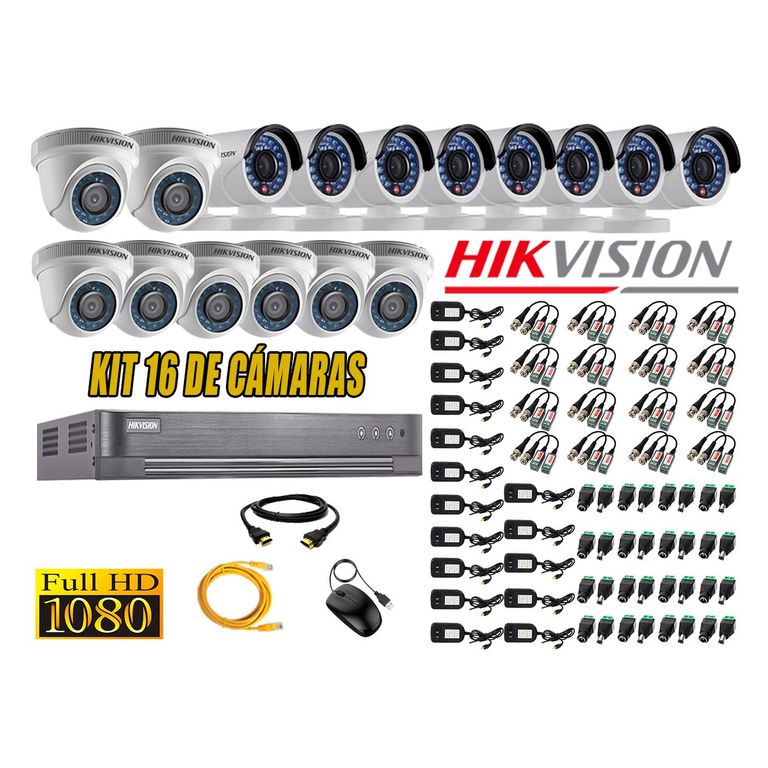 Kit 16 Cámaras de Seguridad Full HD 1080p P2P Vigilancia + Kit de Herramientas