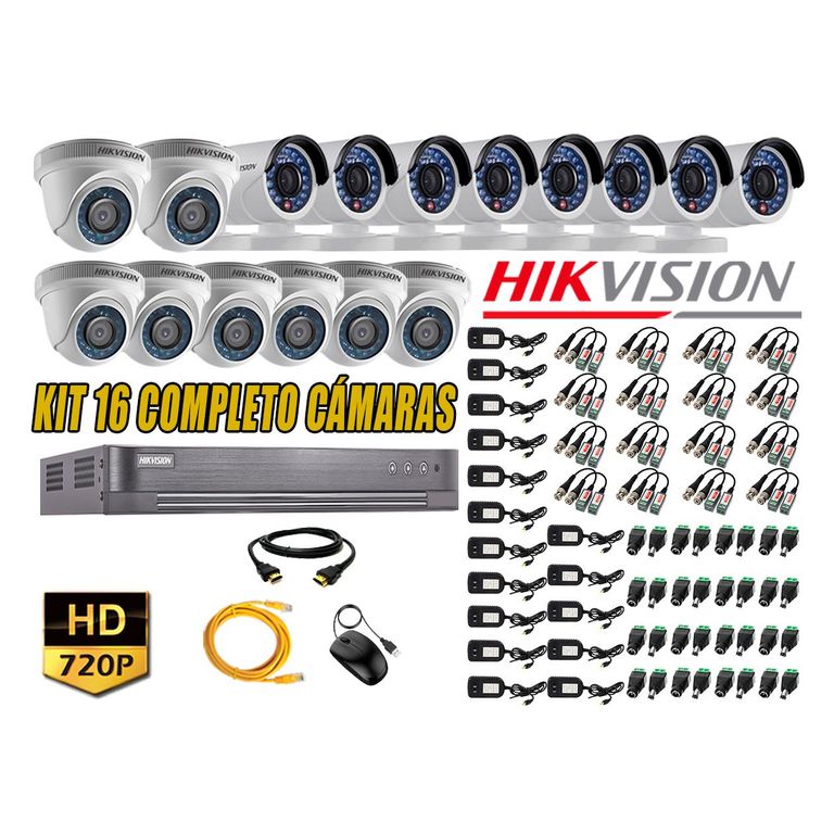 Kit 16 Cámaras de Seguridad HD 720p P2P Vigilancia + Kit de Herramientas Gratis