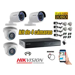Hikvision - Kit 4 Camara Seguridad Full Hd 1 Camara Con Audio + Cable Hdmi Oferta