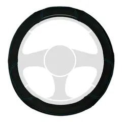 TECGO - Funda Cubre Volante Para Auto Cuero Negro y Azul