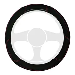 TECGO - Funda Cubre Volante Para Auto Cuero Negro y Rojo