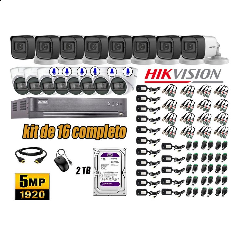 Cámaras de Seguridad Kit 16 5MP | 06 Cámaras Audio Incorporado Disco 2TB WD
