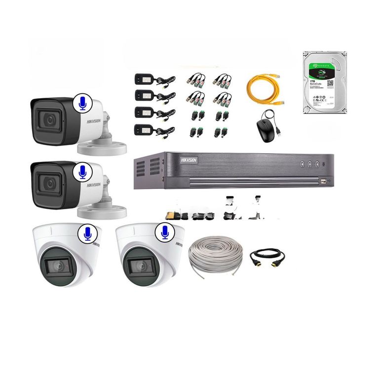 Kit 4 Cámaras de Seguridad Audio Incorporado 5MP Disco 1TB Completo CCTV