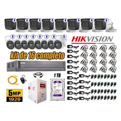 HIKVISION - Kit 16 Cámaras de Seguridad Audio Incorporado 5MP Disco 1TB Completo CCTV