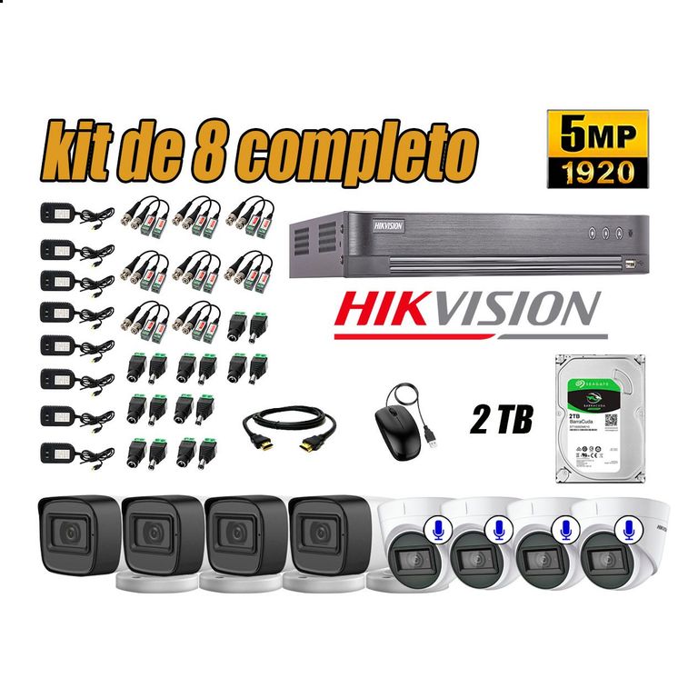 Cámaras de Seguridad Kit 8 5MP | 04 Cámaras Audio Incorporado Disco 2TB WD