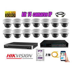 HIKVISION - Camara de Seguridad Ip Full HD 1080P Interior Kit 14 Disco 2TB WD Purpura