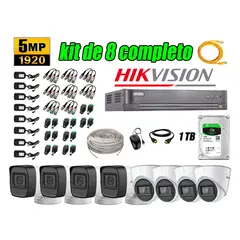 HIKVISION - Cámaras de Seguridad Kit 8 5MP + Disco 1TB CCTV Completo