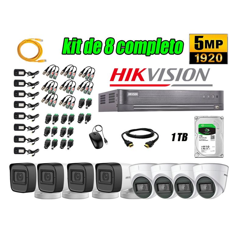 Cámaras de Seguridad Kit 8 5MP + Disco 1TB CCTV P2P
