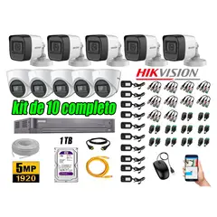 HIKVISION - Cámaras de Seguridad Kit 10 5MP + Disco 1TB CCTV Completo