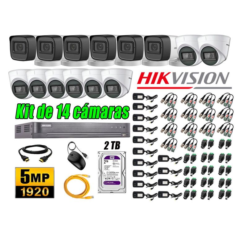 Cámaras de Seguridad Kit 14 5MP + Disco 2TB CCTV