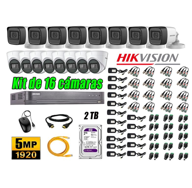 Cámaras de Seguridad Kit 16 5MP + Disco 2TB CCTV