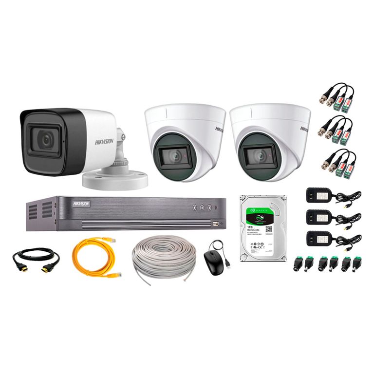 Cámaras de Seguridad Kit 3 5MP + Disco 1TB CCTV Completo