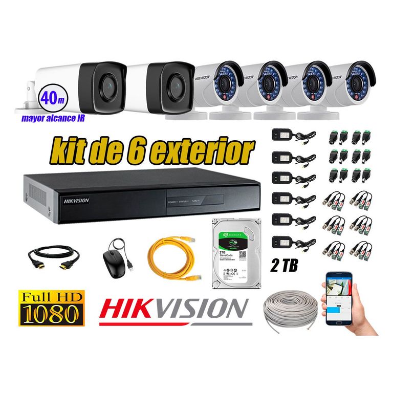 Cámaras de Seguridad Exterior It3F Kit 6 Full HD 1080P + Disco 2TB WD CCTV KIT06-FHD-I2-F080