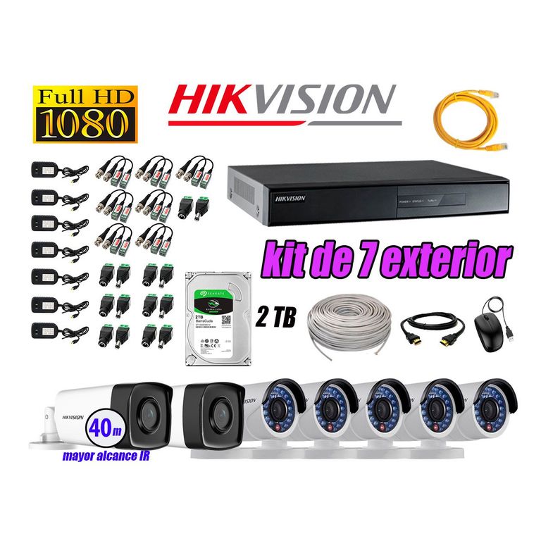 Cámaras de Seguridad Exterior It3F Kit 7 Full HD 1080P + Disco 2TB WD CCTV KIT07-FHD-I2-F082