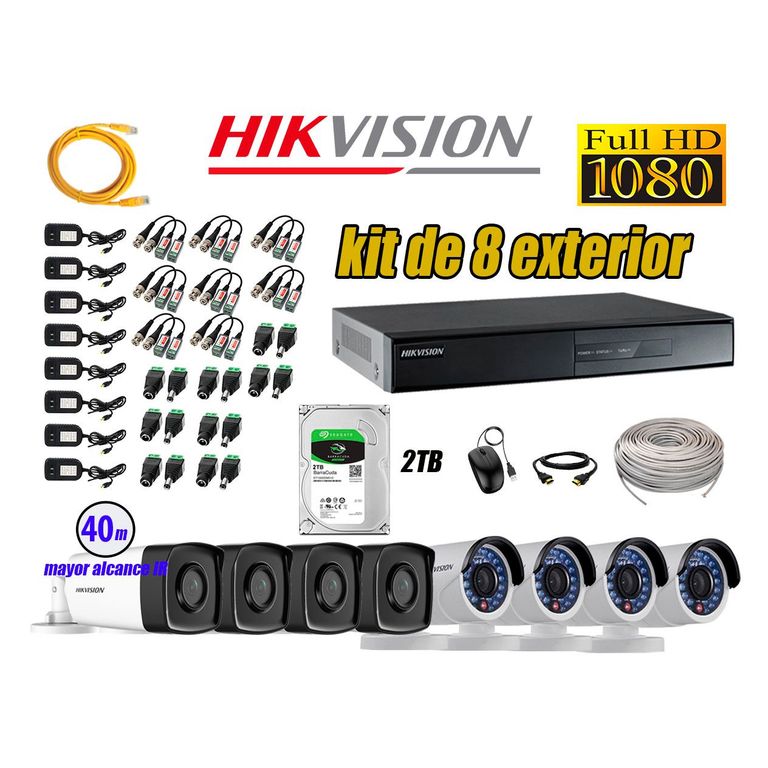Cámaras de Seguridad Exterior It3F Kit 8 Full HD 1080P + Disco 2TB WD CCTV KIT08-FHD-I2-F084