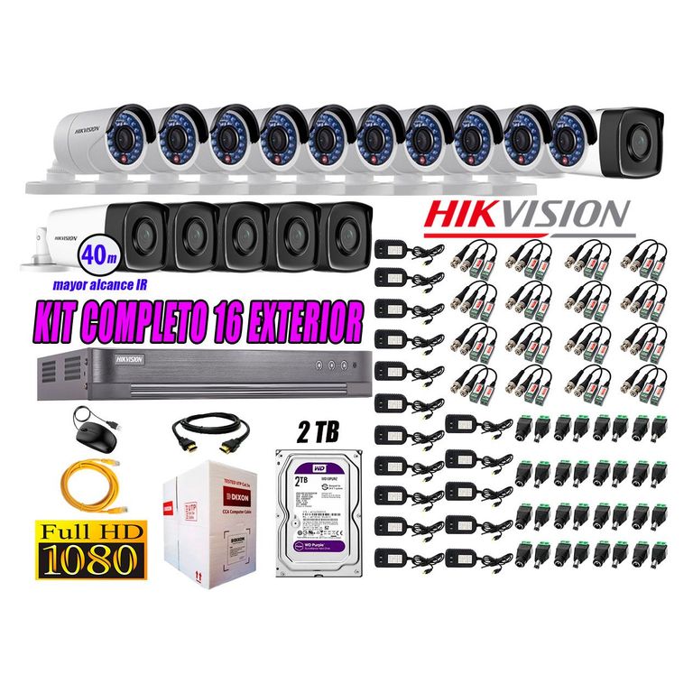 Cámaras de Seguridad Exterior It3F Kit 16 Full HD 1080P + Disco 2TB WD CCTV KIT16-FHD-I2-F092